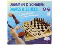 Houten dam- en schaakspel